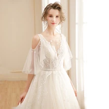 long half sleeve muslim lace wedding dress high quality 2016 bride simple bridal gown real photo wedding-dress vestido de noiva