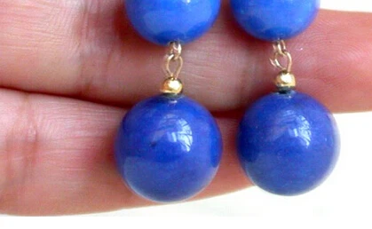 

hj 00504 14mm round tower nature lapis lazuli dangle earring gold hook