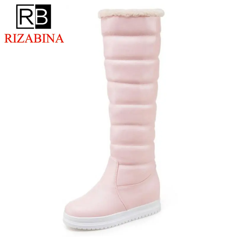 

RizaBina Size 34-43 Womenknee Snow Boots Wedges Boots Inside Heel Thick Fur Shoes For Cold Winter Long Botas For Women Footwears