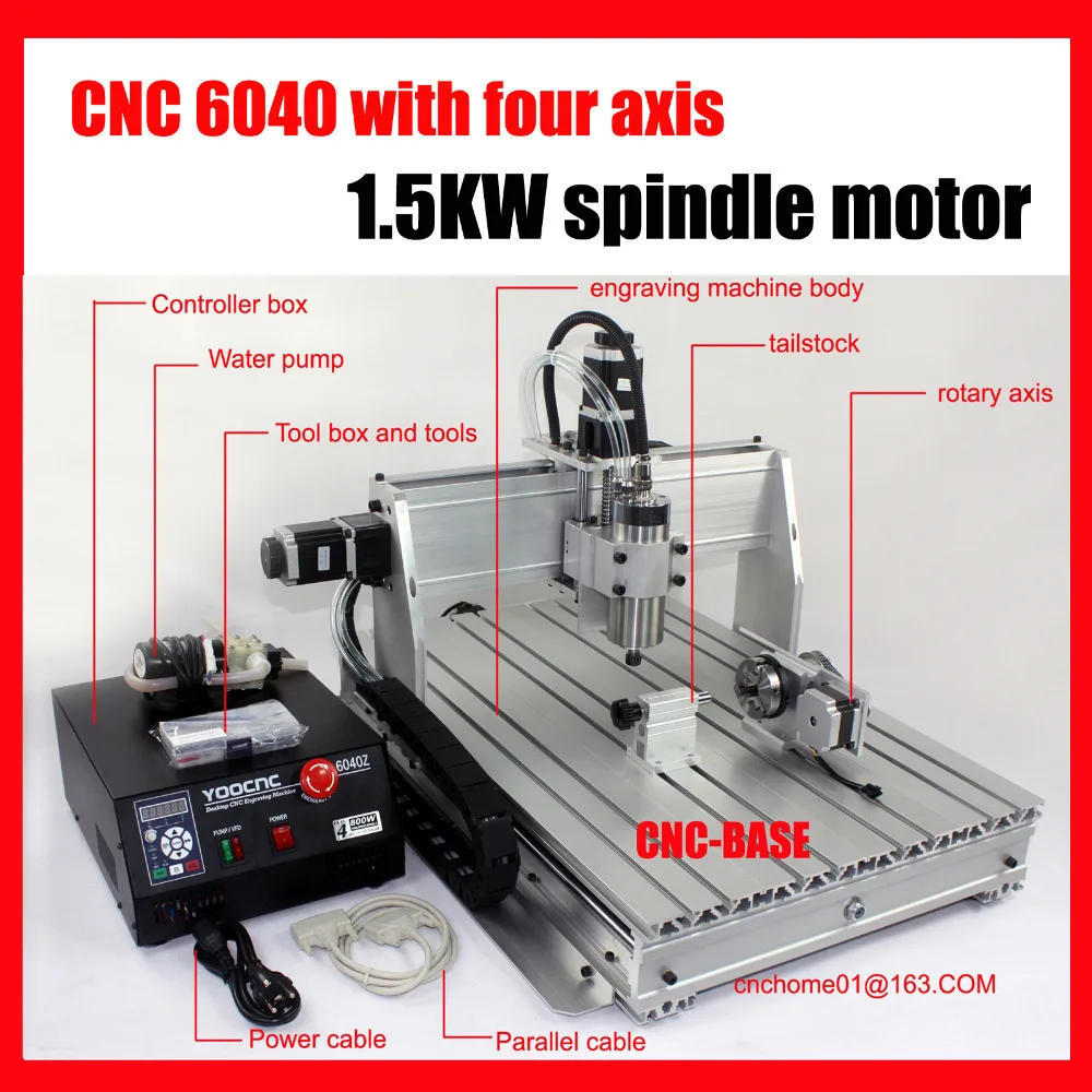 

Ballscrew 4 axis 6040 1500W cnc router , wood carving router , mini cnc engraving machine , PCB milling machine , cnc engraver