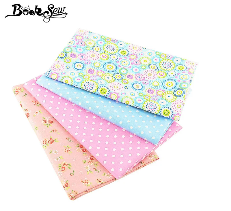 Booksew 100% хлопок Twill Ткань краситель Печатный цветочный лоскутное шитье Tela 4 шт./лот