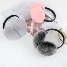HSPL/наушники с натуральным кроличьим мехом; элегантные теплые зимние милые наушники с бантом для девочек; новые модные теплые наушники