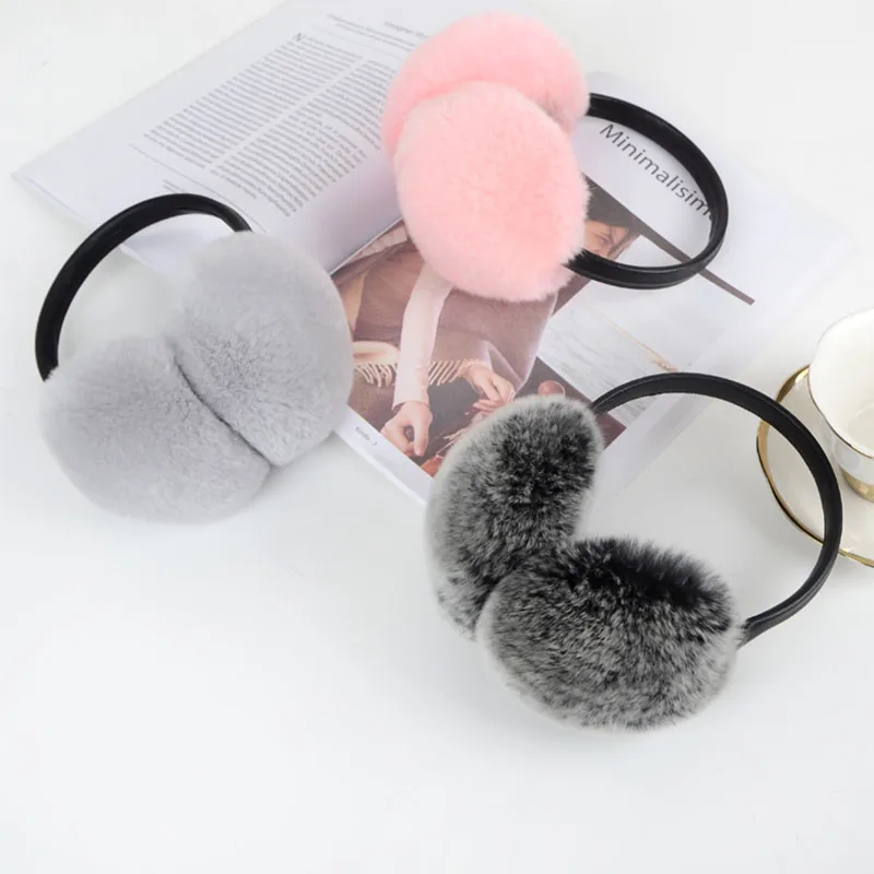 

HSPL Real Rabbit Fur Earmuffs Elegant Bow Ear Warmer Winter Lovely For Girls Cute New Fashion Ear Warmers