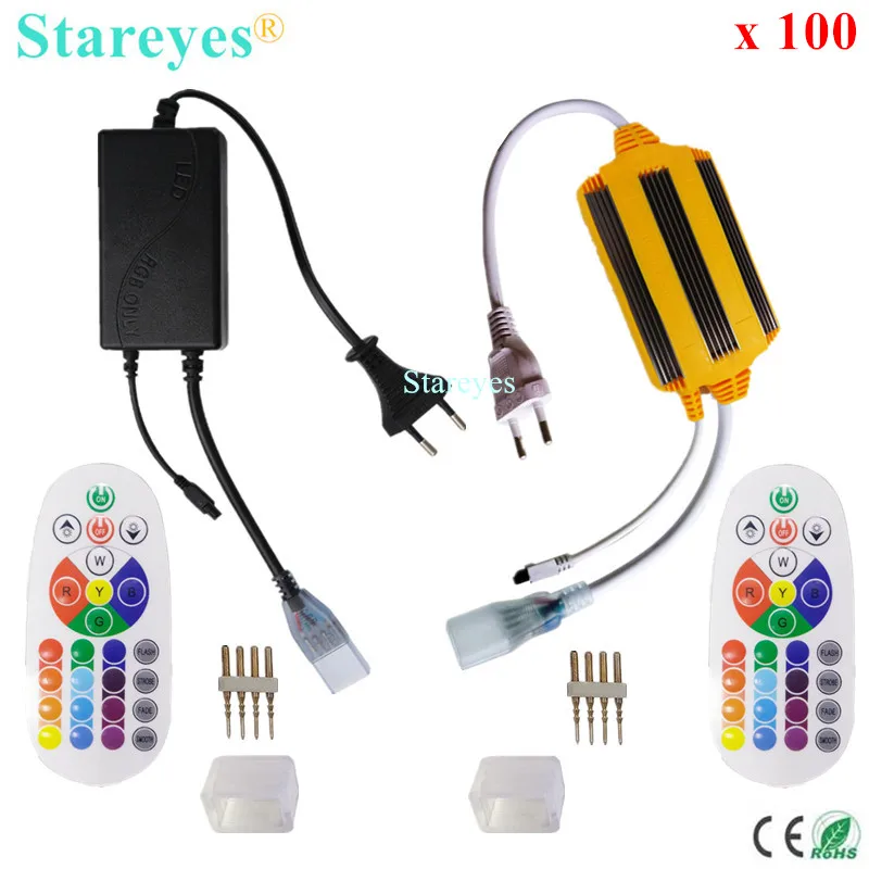 100 шт. AC220V полоса RGB пульт дистанционного управления для 5050 3528 8 мм 10 PCB
