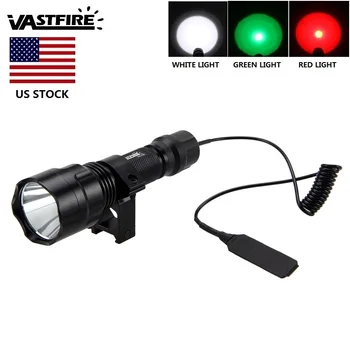 

Powerful Lumens T6 LED Waterproof Torch Hunting Light 3 light color Red/Green/White for Hunting US Stock