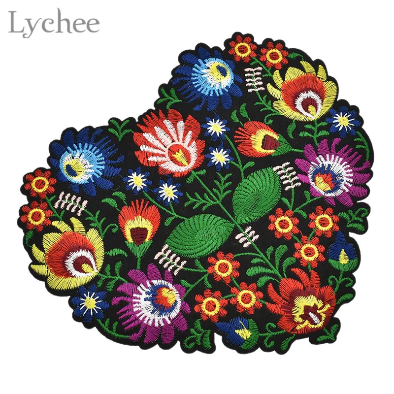 Lychee в форме сердца Цветочная вышивка аппликация нашивки для одежды Железная нашивка аппликация для DIY одежды куртки шитье ремесло