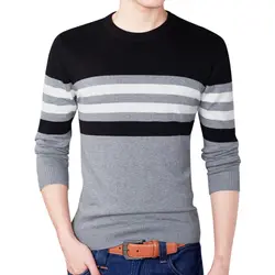 ROPALIA M-4XL свитер Для мужчин Повседневный пуловер Для мужчин осень с круглым вырезом в полоску качество трикотажные Брендовые мужские