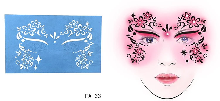 OPHIR многоразовые мягкие краски для лица Трафаретный временный шаблон для татуировок для Хэллоуина вечерние дизайн лица FA26303132333536