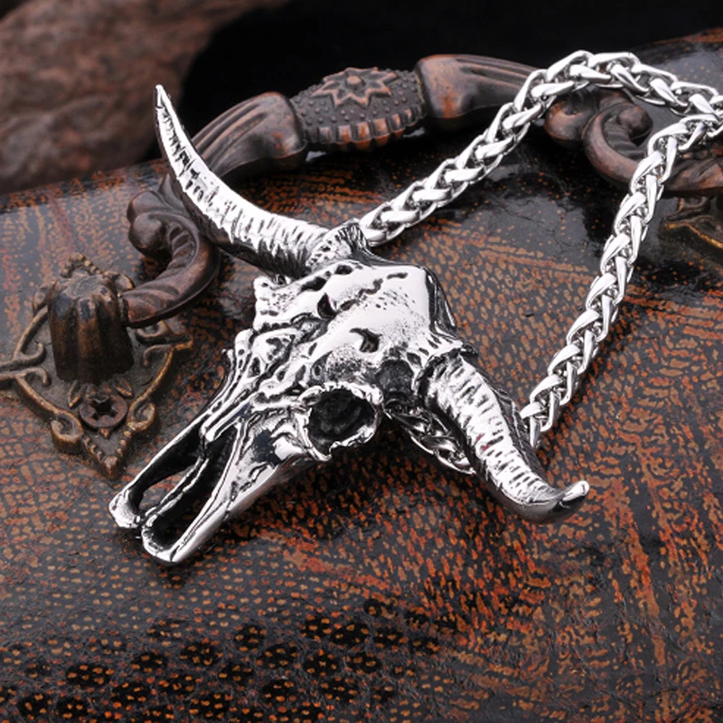 

SKA Cattle Skull Pendants For Men Punk Style Ornament Fashion Titanium Steel Man Jewelry Personality Pendant Men BP8-013