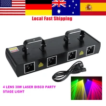 4 עדשת 30W לייזר שלב אור 7CH DMX512 קול Actived DJ דיסקו המפלגה LED אפקט אורות האיחוד האירופי Plug צבעוני 220 ~ 240V באיכות גבוהה(China)