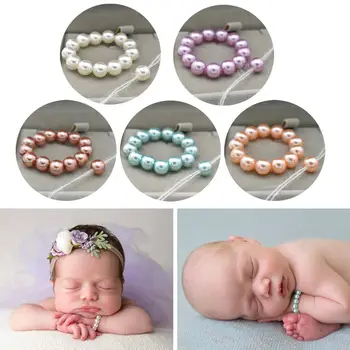 

Infant Toddler Newborn Photo Props Pearl Bracelet Shower Gift Bracelet +Headband Set Baby Baby Photography Prop accessories