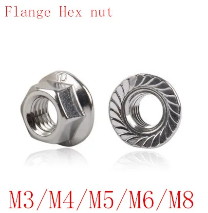 

20PCS m3 M4 M5 M6 M8 304 Stainless steel Flange Hex Nut