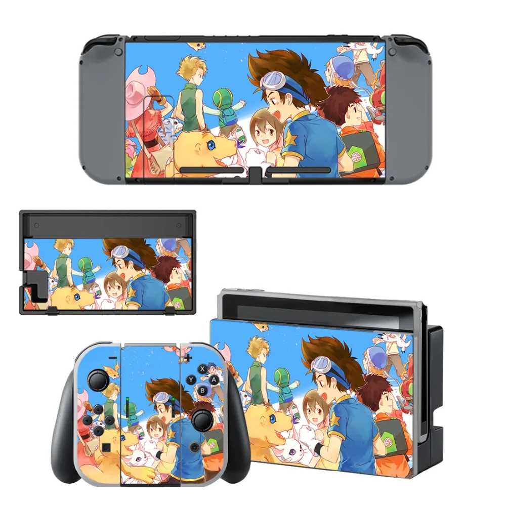 Виниловая наклейка Nintendo Switch для консоли и контроллера цифрового монстра Digimon