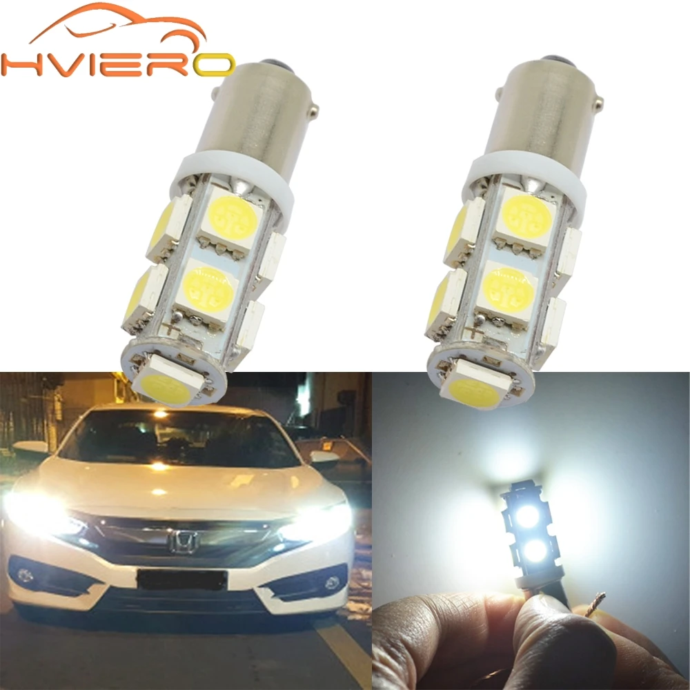 2X автомобильные габаритные лампы T11 Ba9s T4w 9Led 5050 белый авто светодиодный боковой