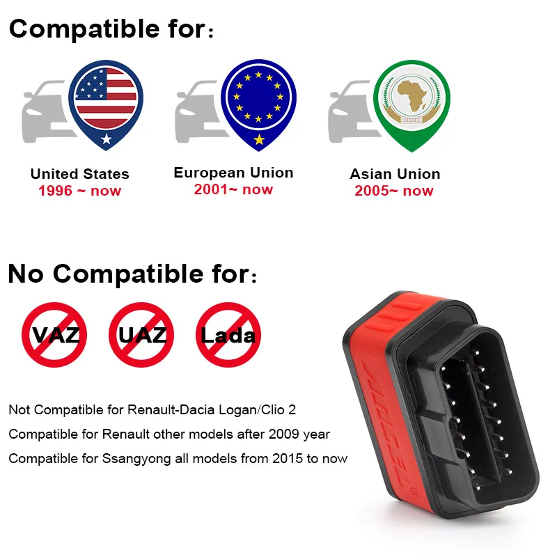 ANCEL Оригинальный OBD2 автомобильный диагностический инструмент с Bluetooth ODB