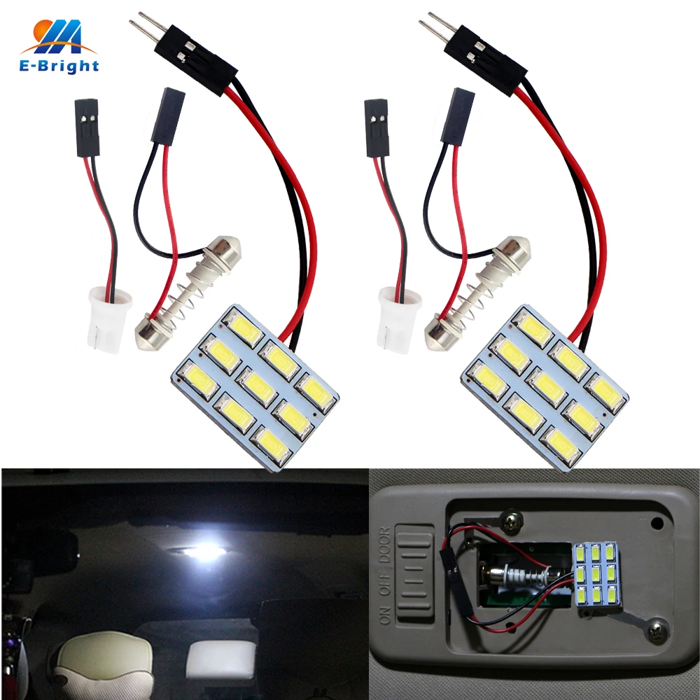 YM E-Bright 4 шт. светодиодсветильник панель 5730 9 SMD 12V DC с T10 фестон-адаптер стандартная