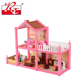 Новый розовый DIY Пластиковые Miniatura Кукольный дом Мебель ручной работы 3D миниатюрный кукольный домик Игрушечные лошадки Gits для девочек