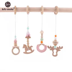 Let's Make 4PCS Baby Teether Rattle Perle Silicone Crochet Beads Wood Ring Food Grade Wooden Teether Baby Products Teething Toys Let's Make 4PCS Baby Teether Rattle Perle Silicone Crochet Beads Wood Ring Food Grade Wooden Teether Baby Products Teething Toys