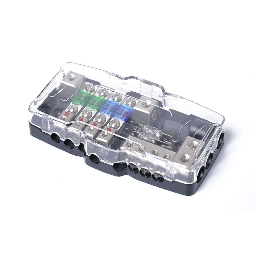 Multi-function LED Car Audio ANL Fuse Box W/ 4 Way Fuse block 30A 60A 80Amp 0/4ga