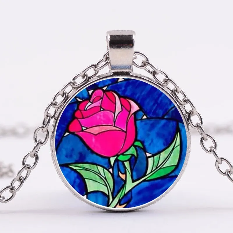 

2018 free wholesale pink crystal necklace with colorful art pendant