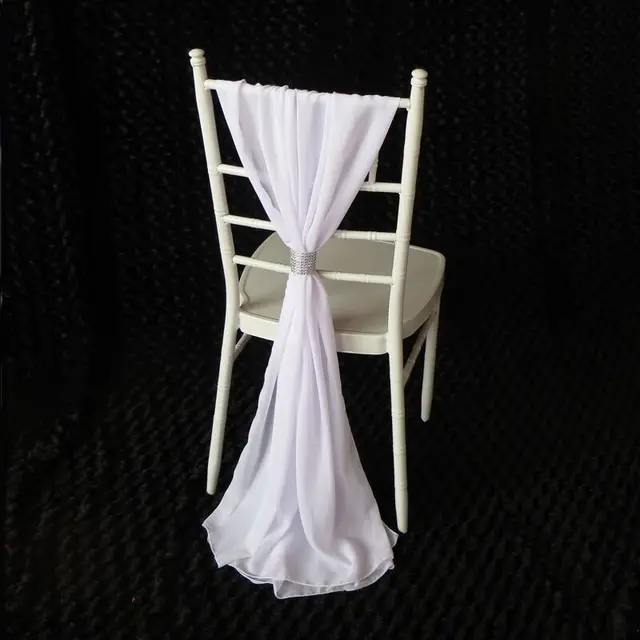 130 pcs Free Shipping White Chiffon Chiavari Chair Sash Chair Cover for