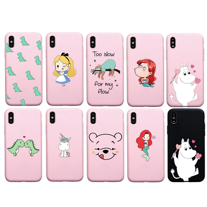 

Cute Cartoon Dinosaur Princess soft Case For iphone 7 8 plus 5s SE 6 6s plus X XS Max XR Cover Phone Funda Coque Case