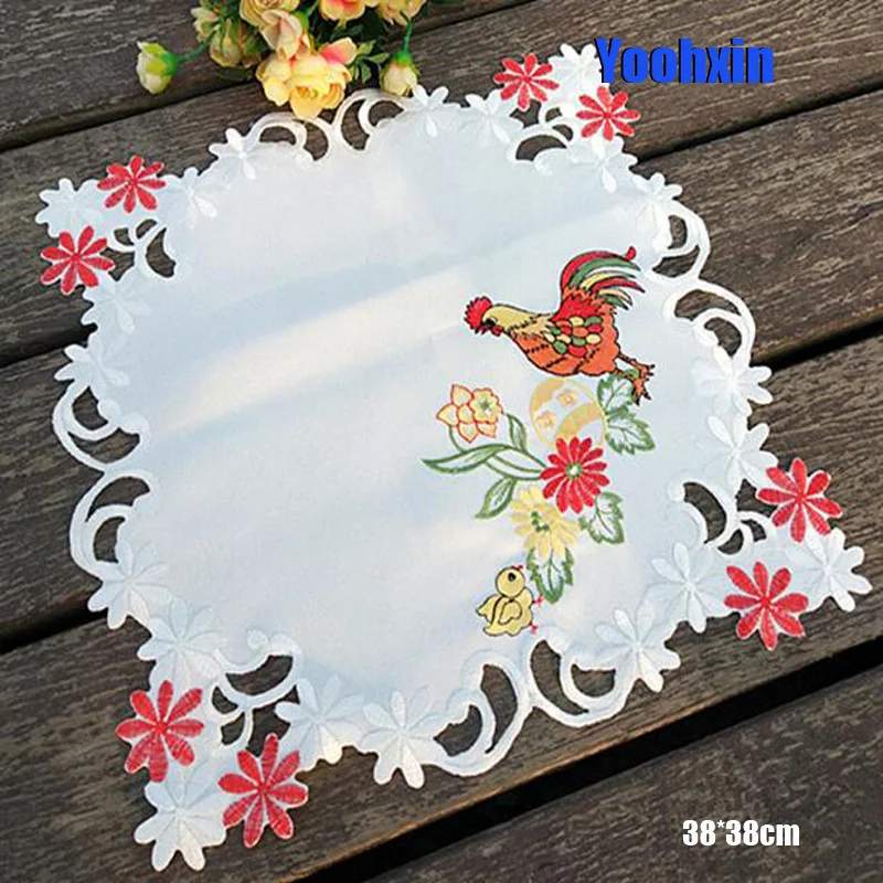 

HOT lace satin embroidery place table mat cloth pad cup mug drink doilies dining dish pan tea coaster Easter placemat kitchen