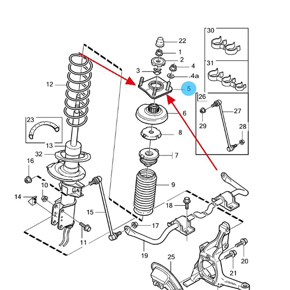 30683637 передний амортизатор автомобиля рессорная Подушка стойка крепление втулка для Volvo 850 C70 S60 2001-2009 S80 1999-2003 V70 XC70 XC90