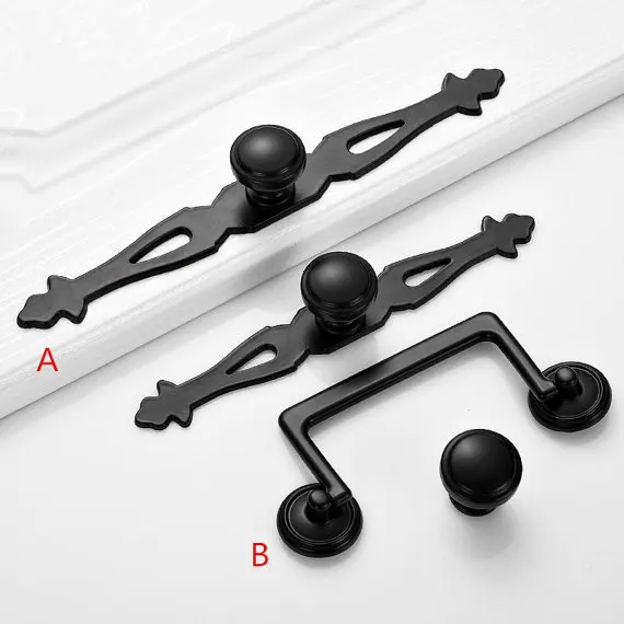 

Modern Black Door Handles Pulls Knobs Back Plate Furniture Handles Round Dresser Drawer Knobs Handles Kitchen Cabinet Door Pulls