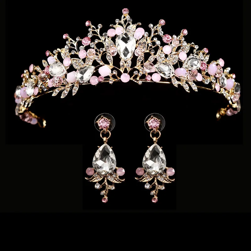 wedding crown queen bridal Tiaras bride crown with earrings headband Wedding Accessories diadem mariage hair jewelry ornaments - Image 3