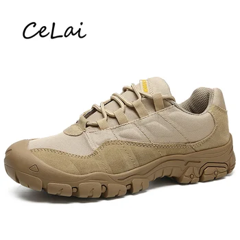

CeLai Fashion Men Outdoor Sneakers Male Quality Lace Up Casual Walking Shoes Man Leather Patchwork Non slip Trekking Shoes A-006