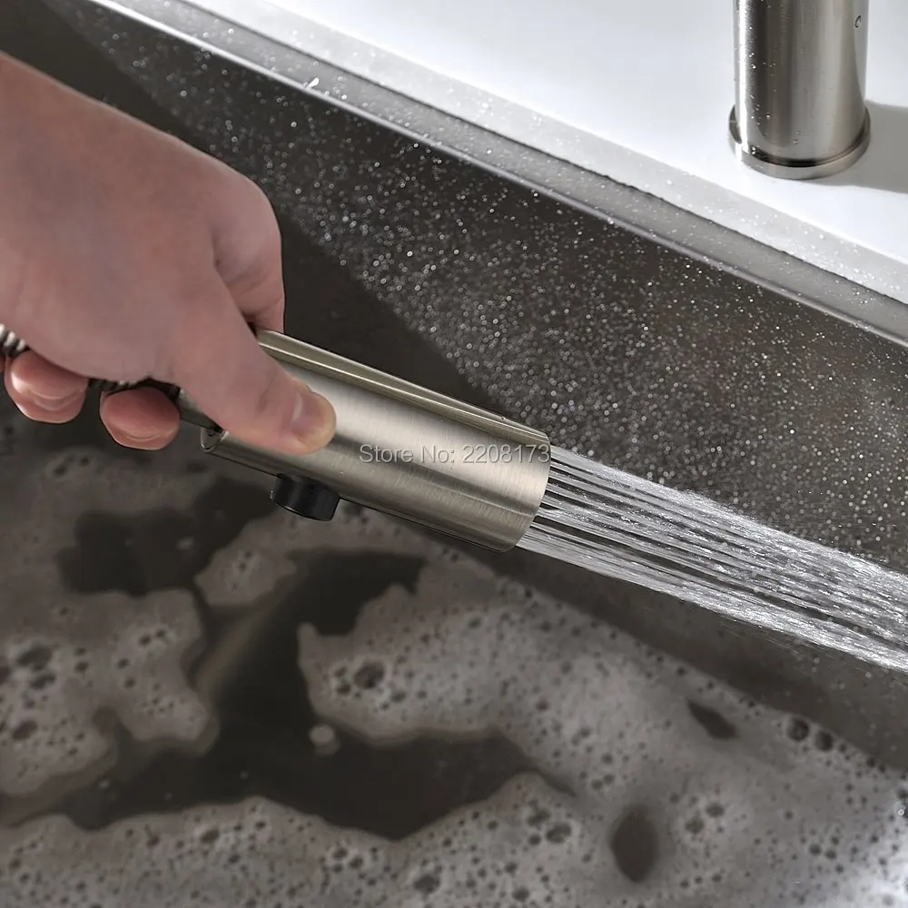  Polished Chorme Or Nickel Brushed Pull Dowm Kitchen Sink Faucet Deck Mounted Hot And Cold Water Dua - 32713594927