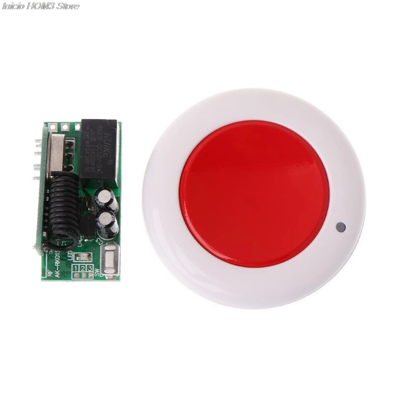 

DC12V LED Light Switch Wireless Radio Receiver Transmitter Module Circuit Board with 1CH Channel Red Round Remote Control Contr