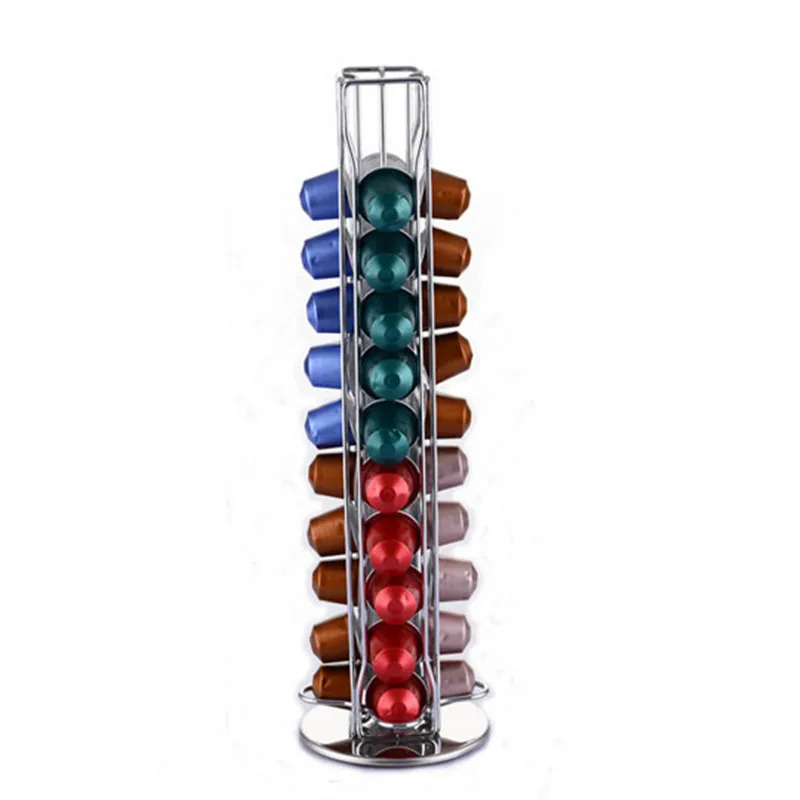 40 pcs Nespresso Capsules Dispenser Coffee Pod Holders Storage Racks Organization Stainless Steel Shelves Standing