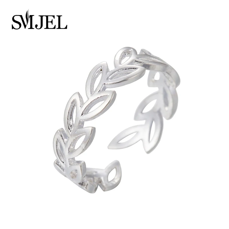 SMJEL New Boho Silver Oliver Leaves Rings for Women Personalized Wedding Bague Femme Gifts
