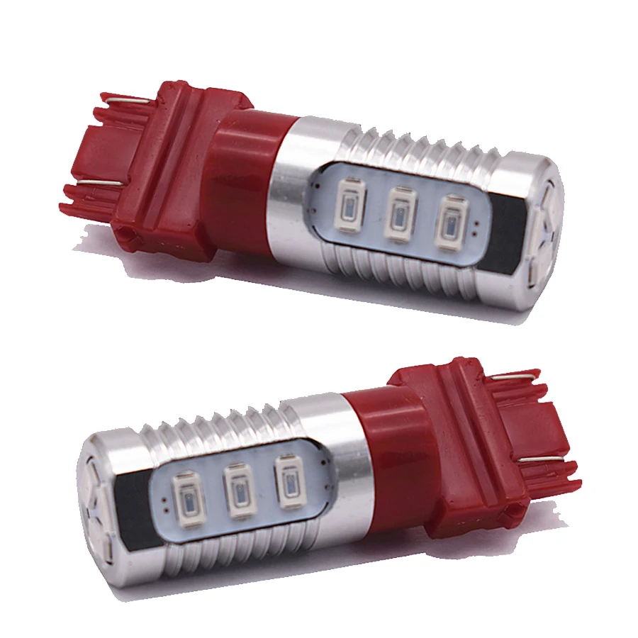 2pcs 3157 12 Led Bulbs Red Stop Brake Flash Strobe Blinking Rear Alert