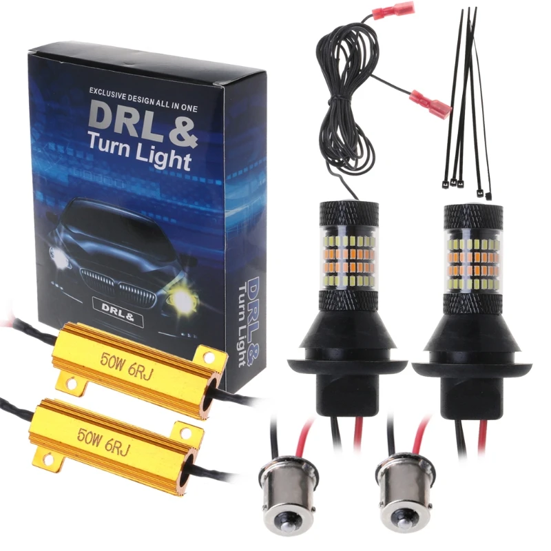 2pc BAU15S 96 LED 3014 50W Dual Color Switchback LED DRL Turn Signal