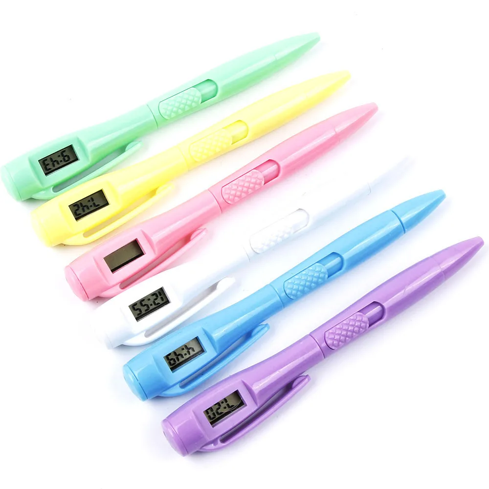 

6 colors Digital Watch Ballpoint Pen 0.5mm Electronic Clock Pen Student Test Pen Creative Office & School writing Supplies