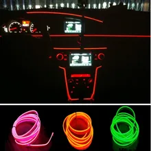 DIY Decoration Neon Light 12V 3Meters Auto Car Interior LED Flexible EL Cold Wire Rope Tube Line Dashboard Console Door