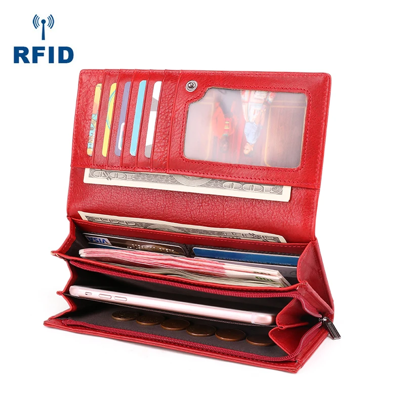 

Brand New women's wallet women wallets made of genuine leather female long wallet for phone/cards money bags lady wallets purse