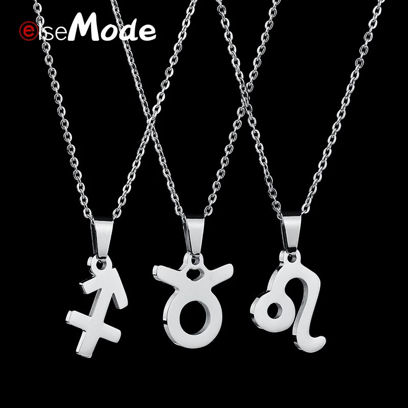 

2018 New Trendy Birthday Gift 12 Constellation Sign Necklace Stainless Steel Star Zodiac Charm Pendant Collar Wholesale