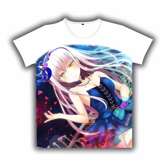 Anime T Shirt Bang Dream Print Cute Cosplay Short Sleeve White