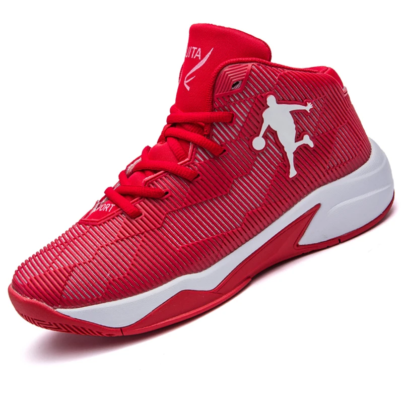 Sport Men Basketball Shoes Leather Outdoor Cushion Sneakers Breathable