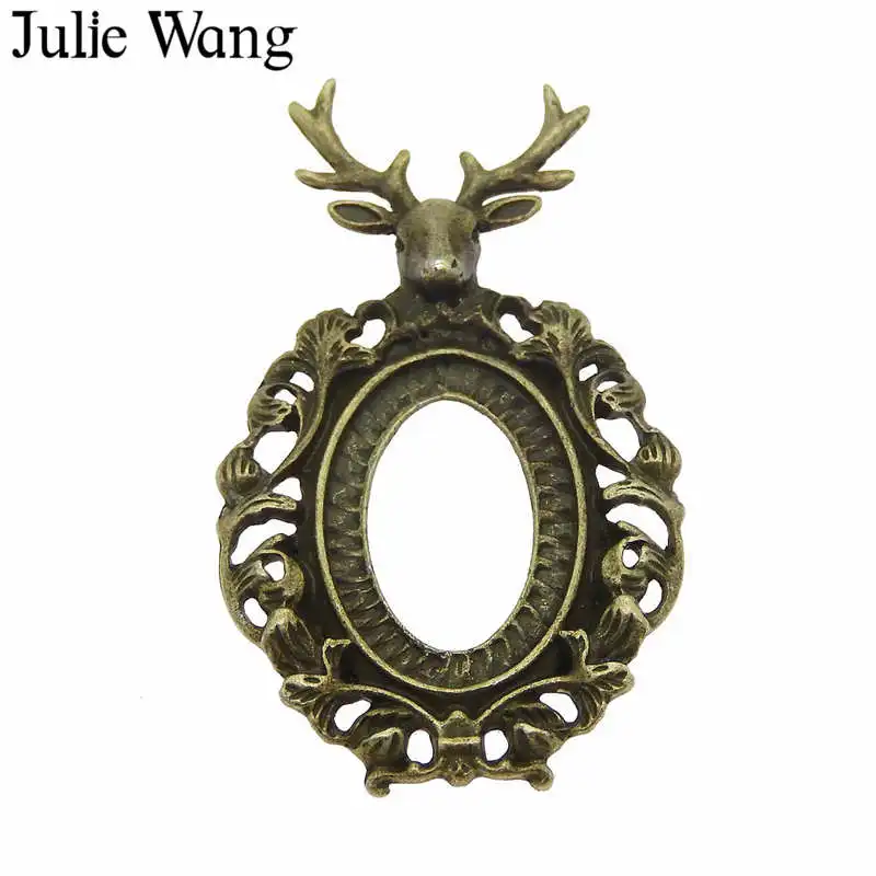Julie Wang кулон в форме оленя со стеклянным кабошоновым основанием антикварный