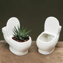 Креативный милый керамический цветочный горшок в форме туалета, настольный суккуленты, маленький цветочный горшок, домашний декор, ремесло, орнамент mx6221734