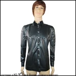 Черный с синей отделкой сексуальный латексный пиджак на молнии спереди толстовки резиновое пальто Топ YF-0141