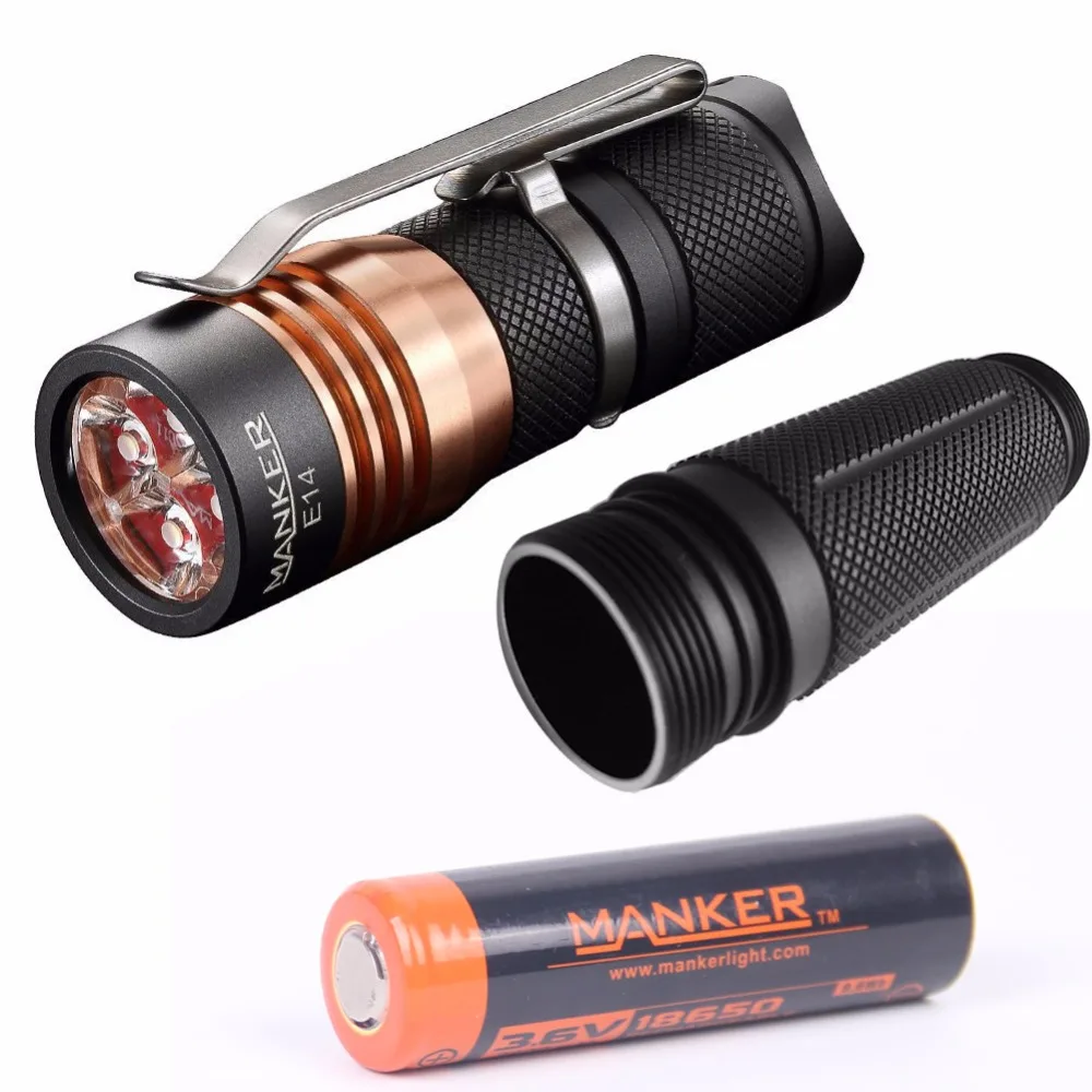 Manker E14 1600 люмен 4x Cree XPG3 LED / Nichia 219C светодиодный фонарик 18350 + трубка высокий слив 18650
