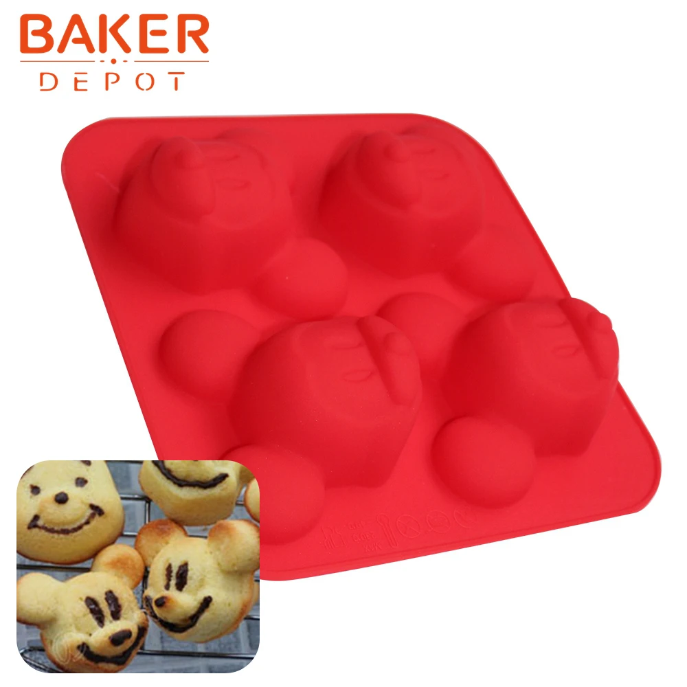 

mickey silicone cake soap molds dessert bakeware tool biscuit jelly pudding ice mold chocolate pastry baking molds 4 lattices
