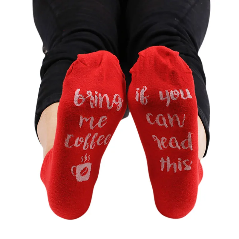 Забавные парные носки с буквенным принтом, стильные винные носки, если вы можете прочесть это, носки для мужчин и женщин на День святого Валентина H9 - Цвет: red