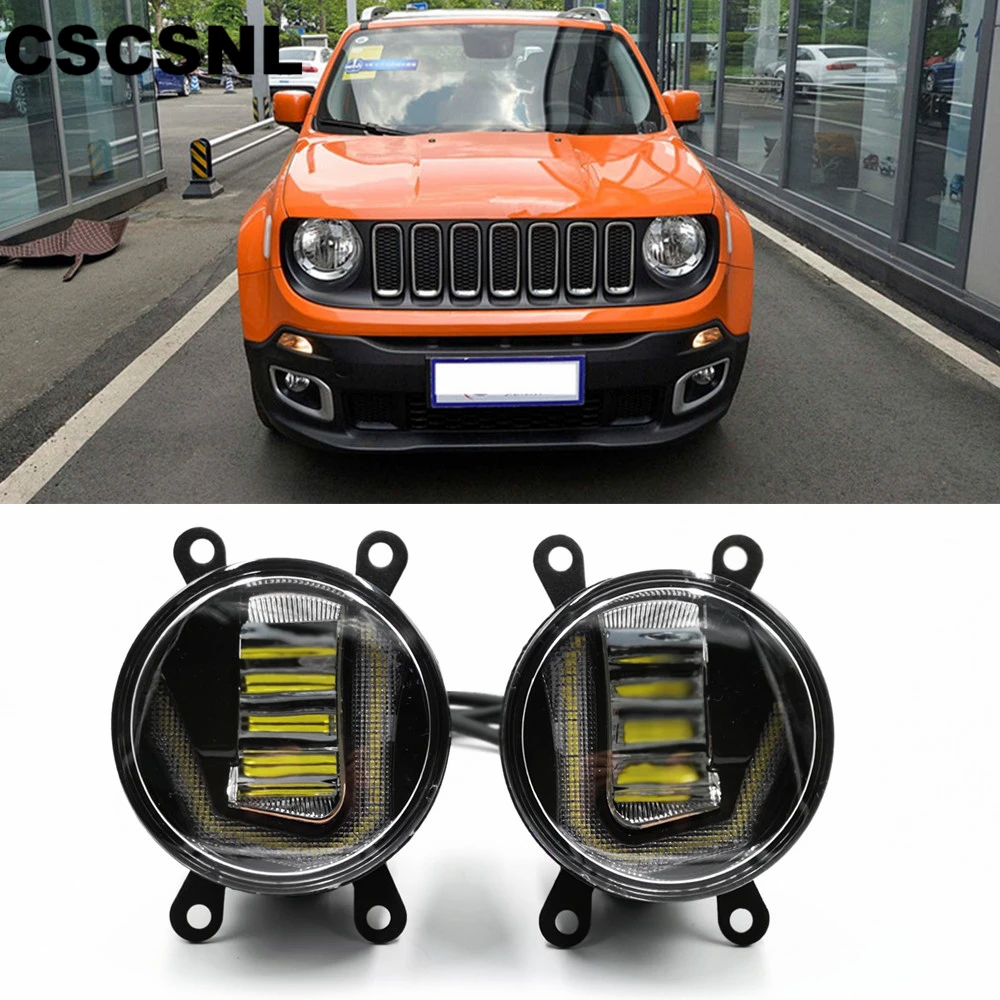 

3-IN-1 Functions Auto LED DRL Daytime Running Light Car Projector Fog Lamp with yellow signal For Jeep Renegade 2016 2017 2018